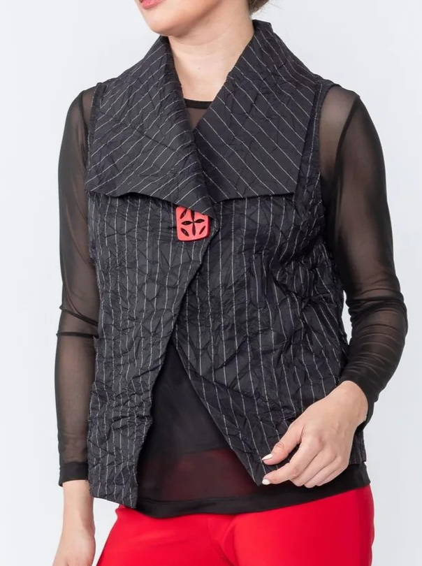 Black Crushed Stripe Vest 4971v