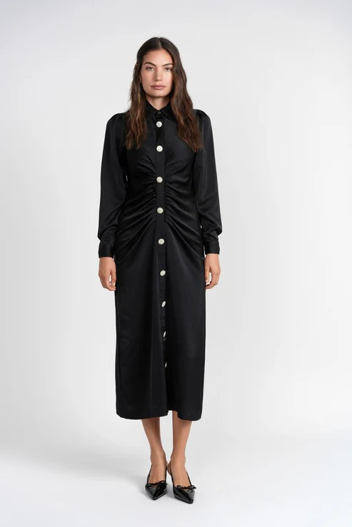 Ruche Satin Dress