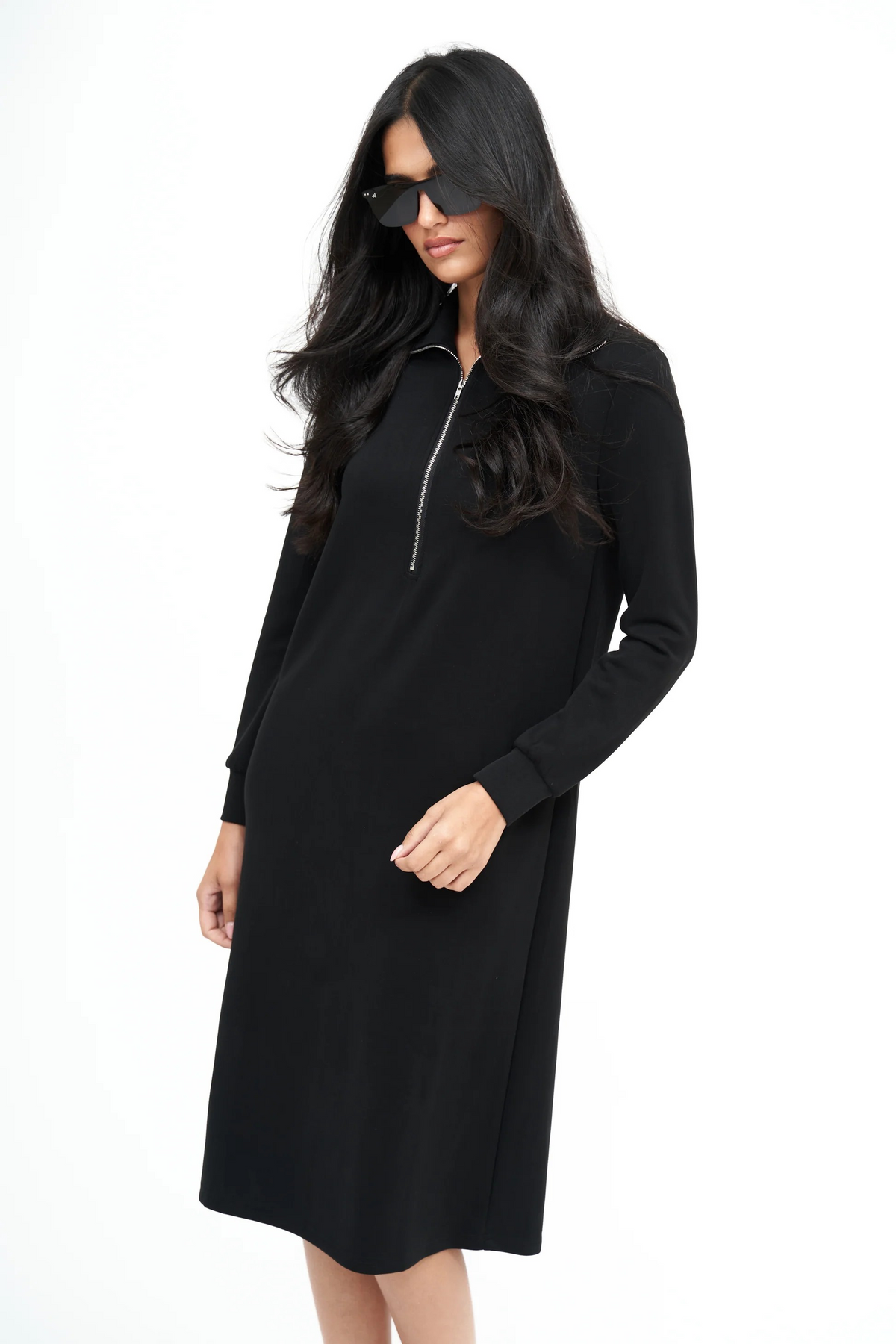 Half Zip Black Dress