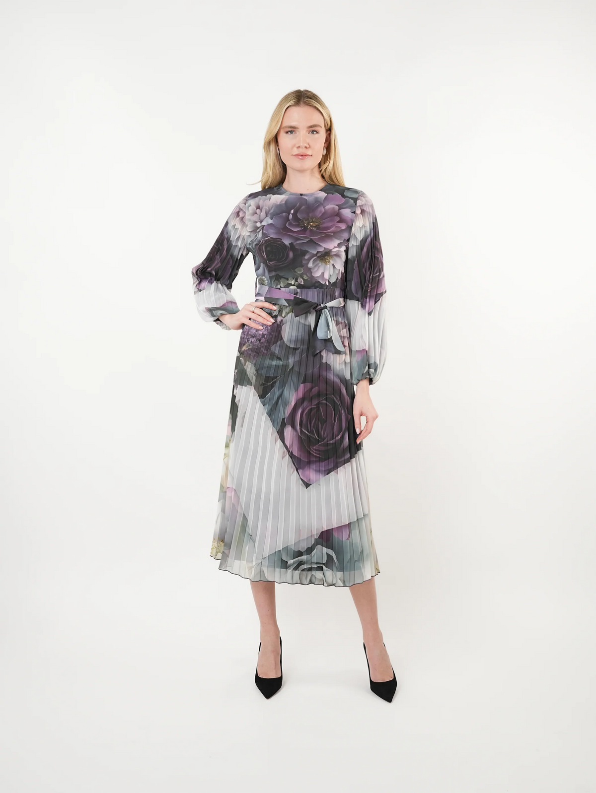 Floral Pleated Midi Dress