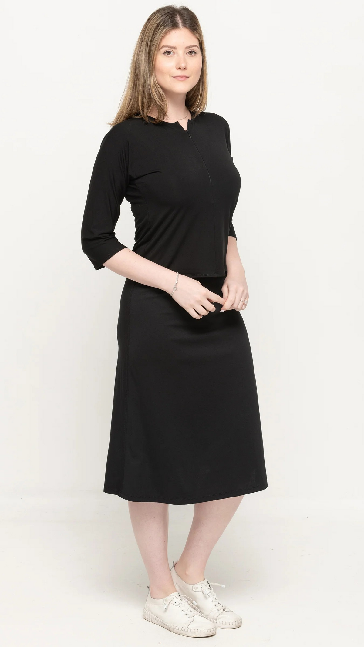 Bamboo Jersey 1/2 Zip Top T-shirt - Unique Boutique L / Black Bamboo Jersey 1/2 Zip Top T-shirt - Unique Boutique L / Black